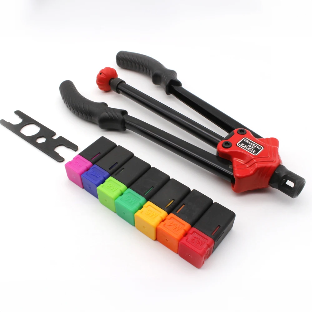 M3-M12 Professional Rivet Nut Tool Hand Rivet Nut Gun Kit Riveter with Metric & Inch Mandrels Rivet Nuts Threaded Riveter Tool
