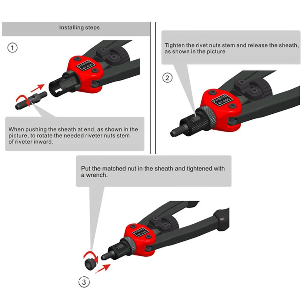 M3-M12 Professional Rivet Nut Tool Hand Rivet Nut Gun Kit Riveter with Metric & Inch Mandrels Rivet Nuts Threaded Riveter Tool
