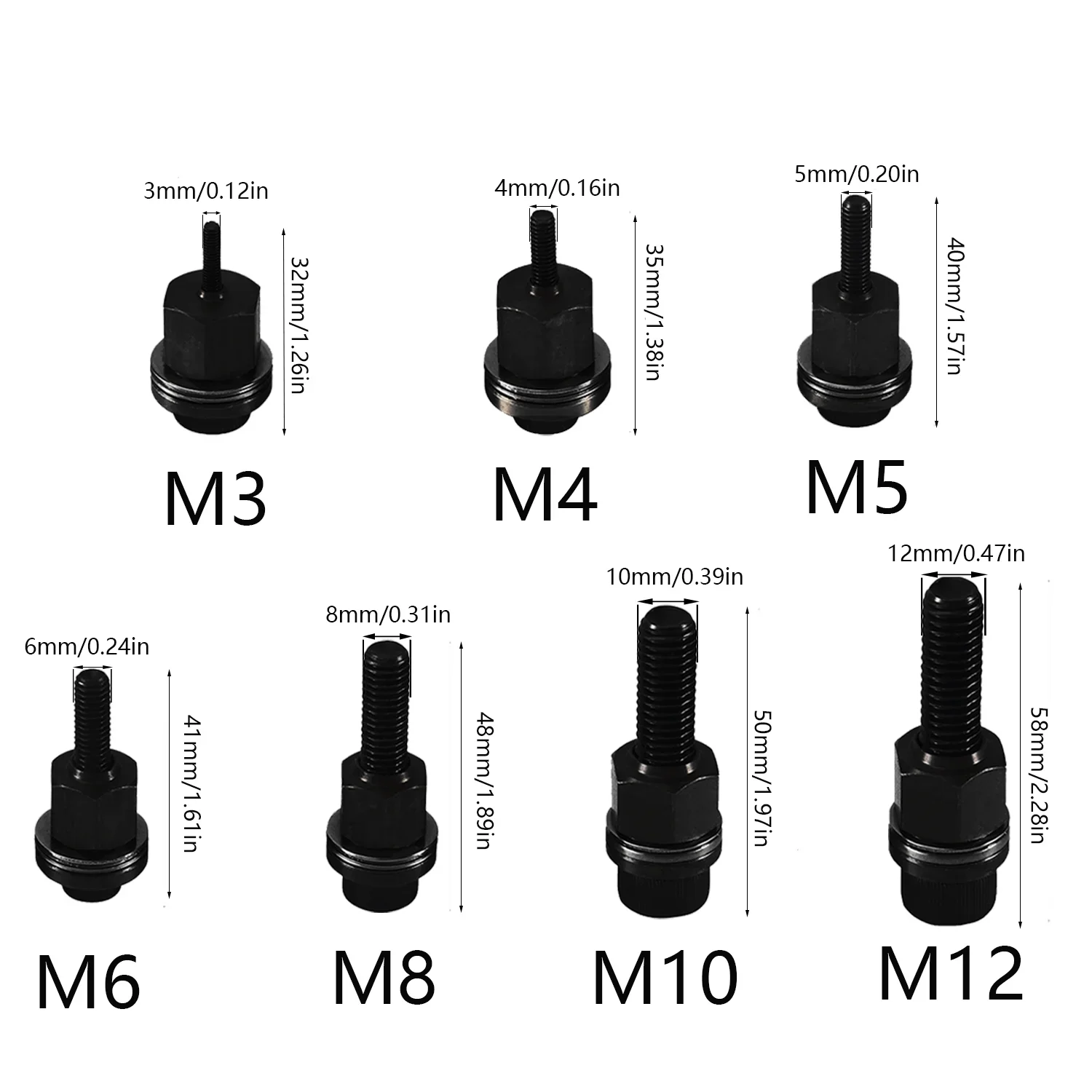 7pcs Rivet Nut Tools Hand Rivet Nut Head Simple Installation Manual Riveter For Rivnuts Tools For Nuts M3 M4 M5 M6 M8 M10 M12