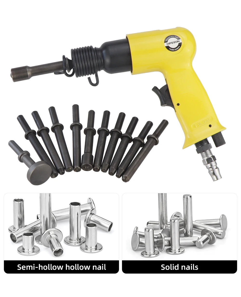 HIFESON Air Hammer Rivet Heads Pneumatic Hammer Chisels Rivet Gun Accessories Riveting Tools For Semi-hollow Rivets Solid Rivets