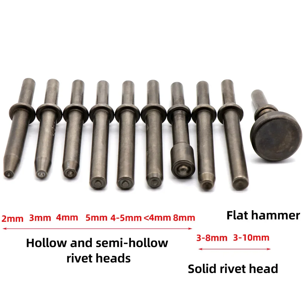 HIFESON Air Hammer Rivet Heads Pneumatic Hammer Chisels Rivet Gun Accessories Riveting Tools For Semi-hollow Rivets Solid Rivets