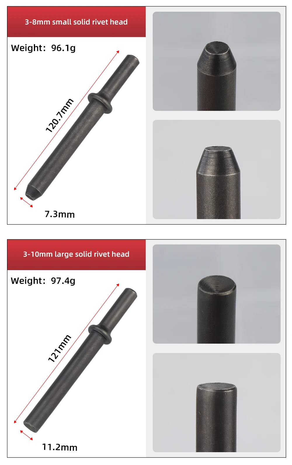 HIFESON Air Hammer Rivet Heads Pneumatic Hammer Chisels Rivet Gun Accessories Riveting Tools For Semi-hollow Rivets Solid Rivets