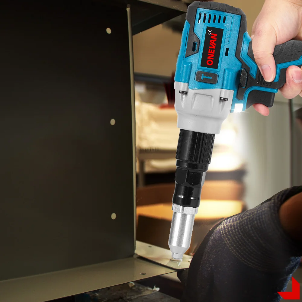 ONEVAN 25000N Brushless Electric Rivet Gun 588N.M 2.4-5.0mm Cordless Portable Riveting Drill Power Tool For Makita Battery Pin