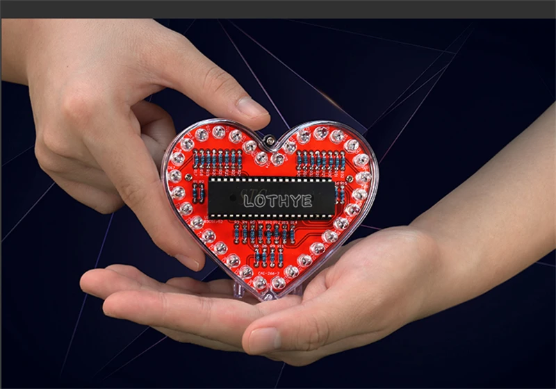 DIY Electronic Kit LED Heart-Shaped Multicolor Flow Light 51 Microcontroller RGB Colorful Love Heart Water Lamp Fun Soldering