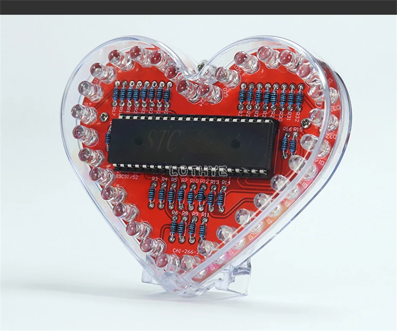 DIY Electronic Kit LED Heart-Shaped Multicolor Flow Light 51 Microcontroller RGB Colorful Love Heart Water Lamp Fun Soldering