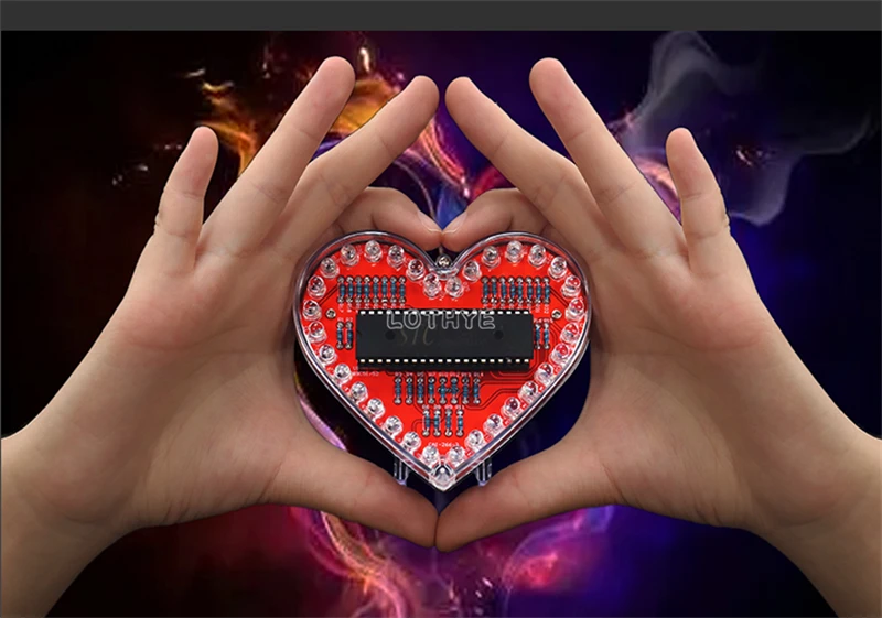 DIY Electronic Kit LED Heart-Shaped Multicolor Flow Light 51 Microcontroller RGB Colorful Love Heart Water Lamp Fun Soldering