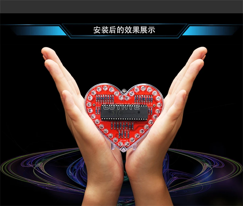 DIY Electronic Kit LED Heart-Shaped Multicolor Flow Light 51 Microcontroller RGB Colorful Love Heart Water Lamp Fun Soldering