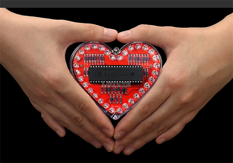 DIY Electronic Kit LED Heart-Shaped Multicolor Flow Light 51 Microcontroller RGB Colorful Love Heart Water Lamp Fun Soldering
