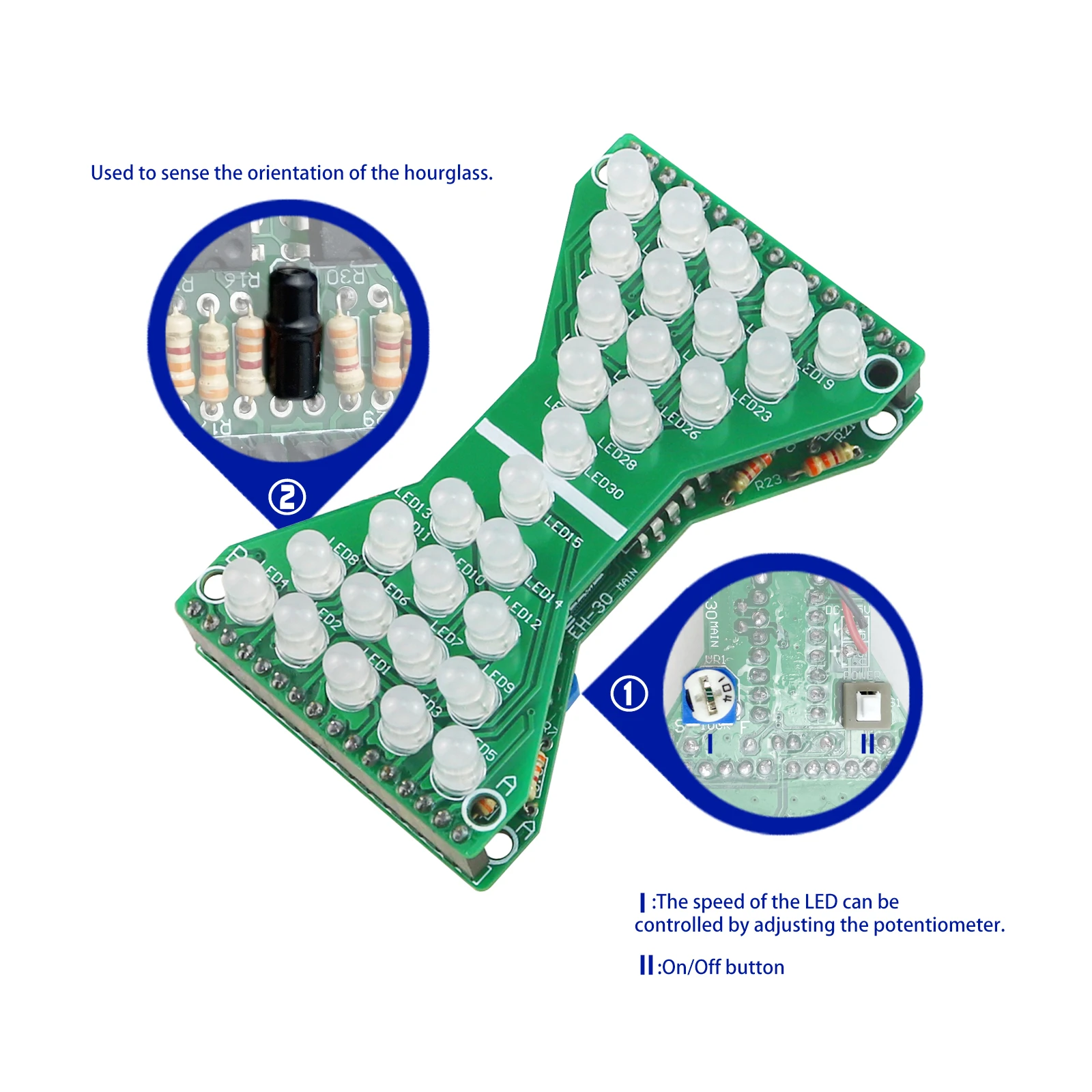 DIY Electronic Kit Hourglass LED Double Layer PCB Board Flashing Light Components Welding Soldering Practice For School Student