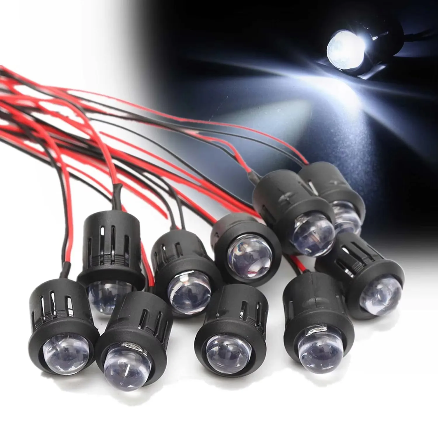 10Pack 10MM 12V LED Light Emitting Diodes LED Pre Wired Prewired Lamp with Plastic Clip HolderLight Bulb Prewired Emitting Diode