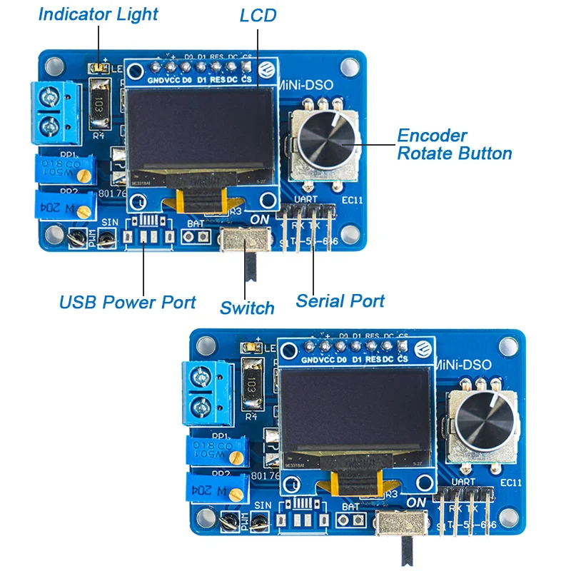 Mini DOS LCD Oscilloscope Kit STC8K8A Single Chip Microcomputer Electronic Welding Training Production of Loose Parts