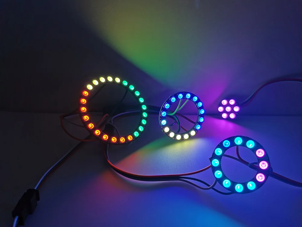 7 12 16 24 Bits WS2812 RGB LED Ring 5050 RGB LED Ring Lamp Light with Integrated Drivers for Arduino DIY Kit