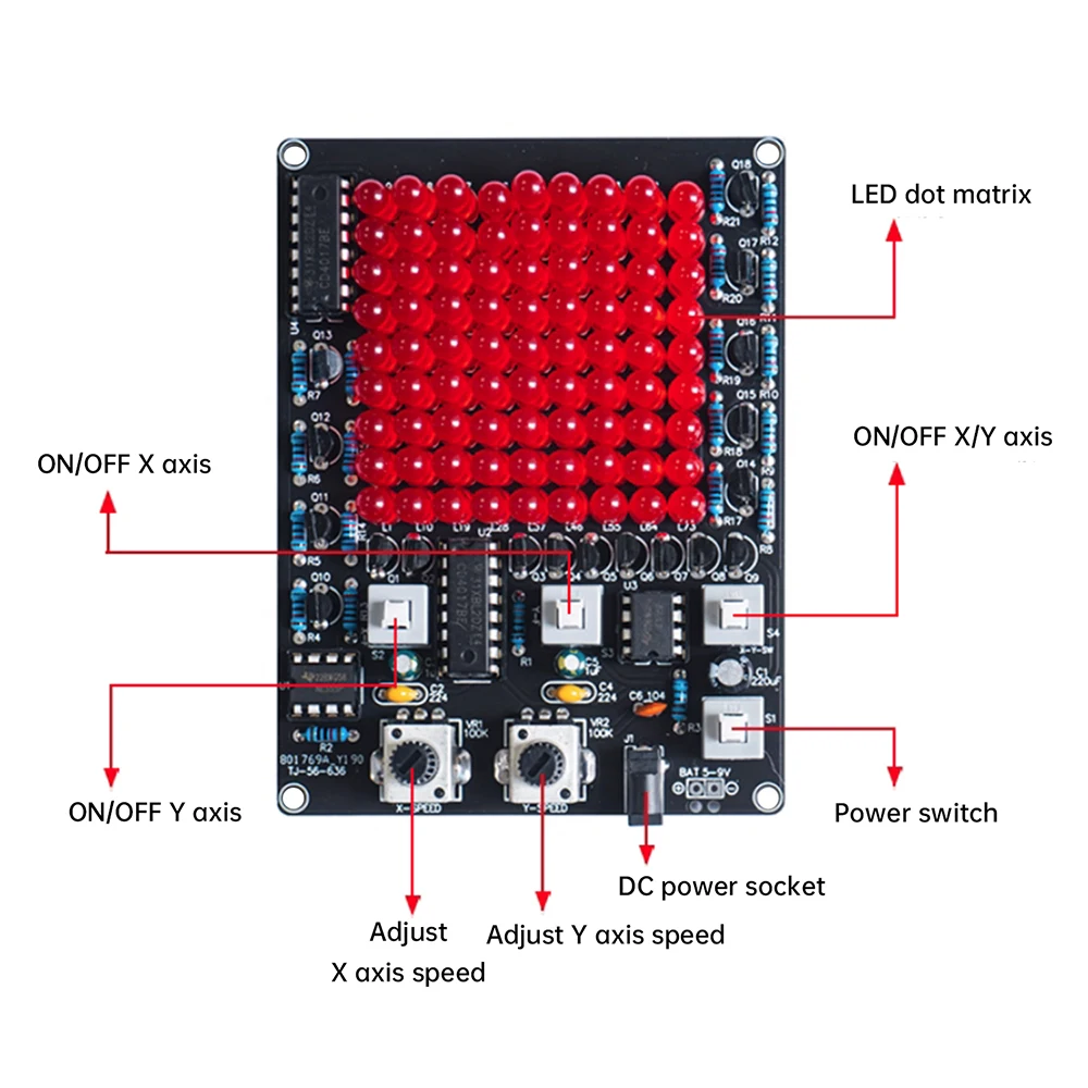 DC4.5-9V 81 LED Follow up Light Kit Game X/Y-axis Mobile Adjustable Flow Light DIY Welding Electronic Kit