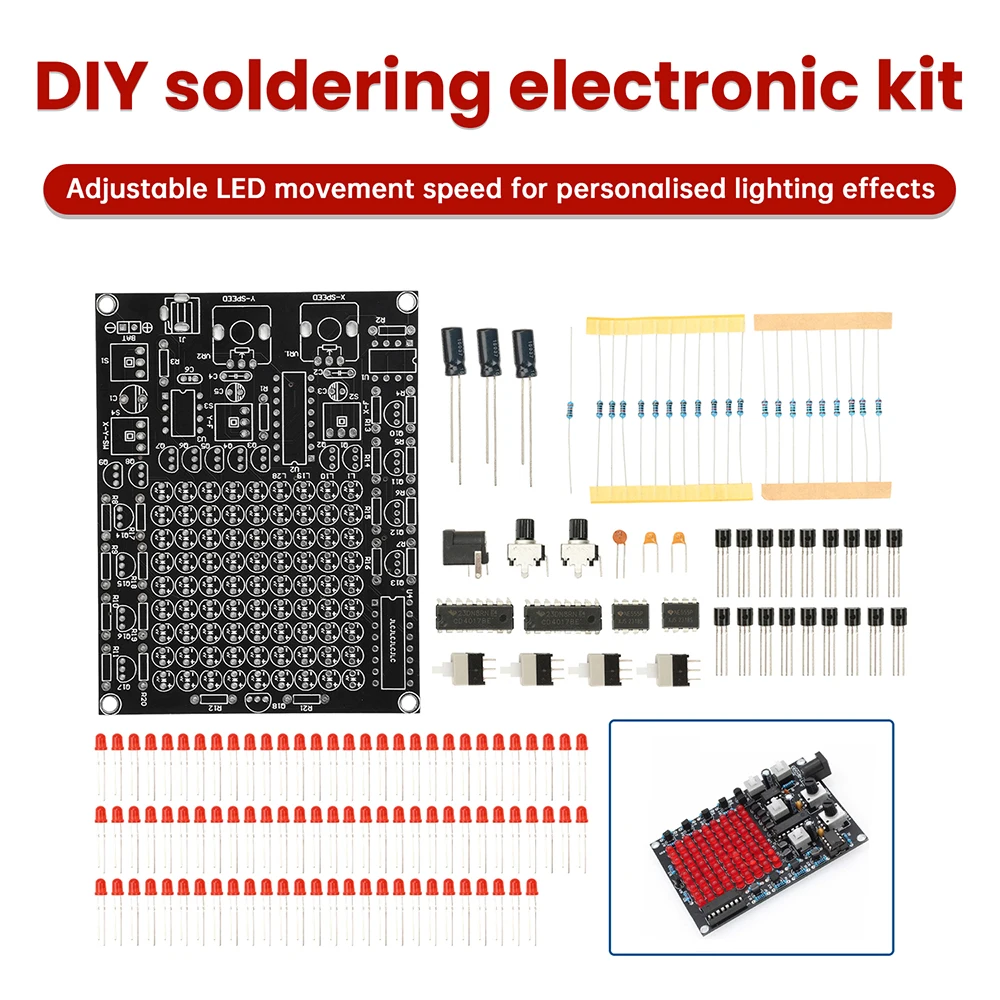 DC4.5-9V 81 LED Follow up Light Kit Game X/Y-axis Mobile Adjustable Flow Light DIY Welding Electronic Kit
