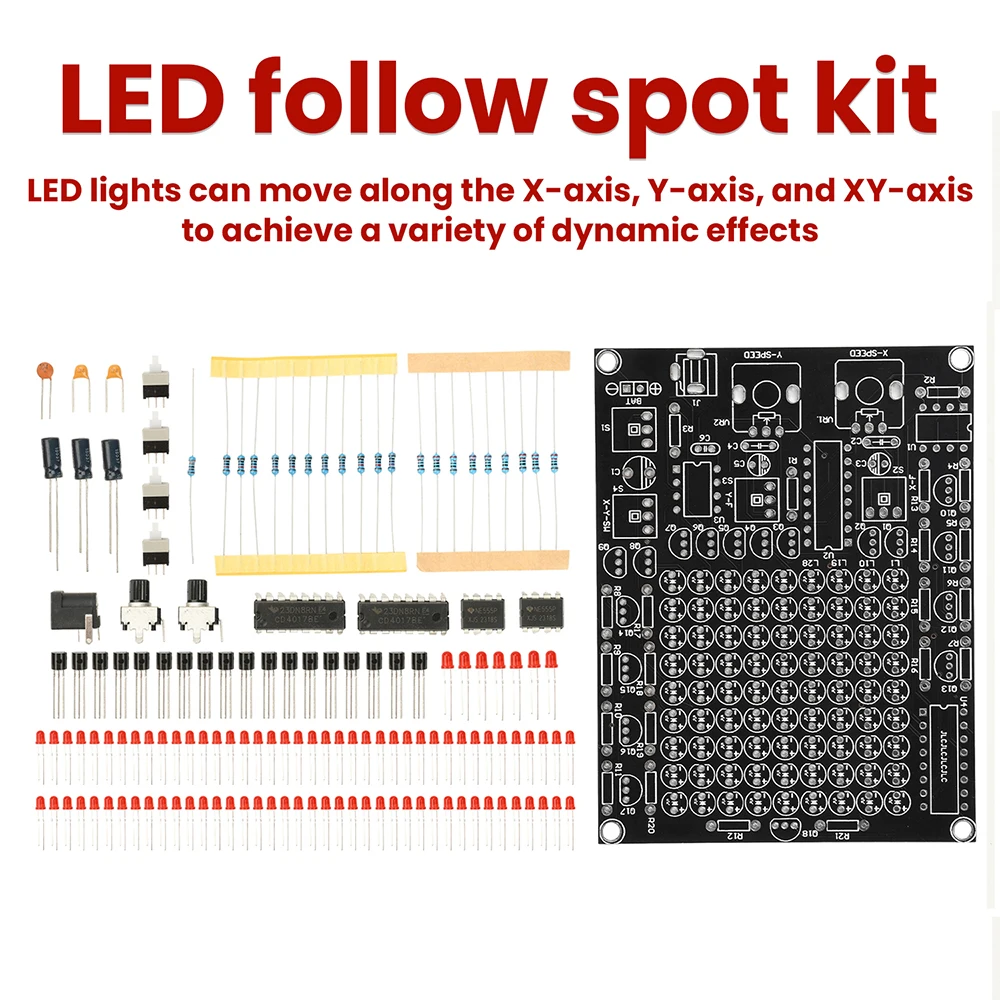DC4.5-9V 81 LED Follow up Light Kit Game X/Y-axis Mobile Adjustable Flow Light DIY Welding Electronic Kit