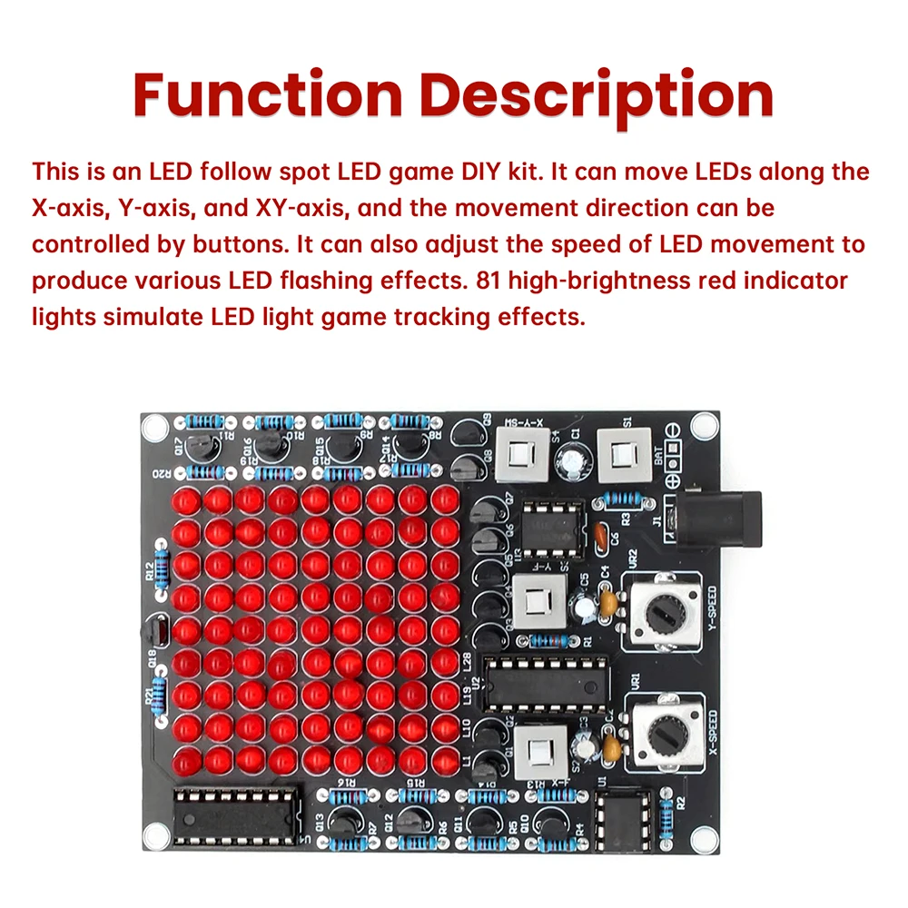 DC4.5-9V 81 LED Follow up Light Kit Game X/Y-axis Mobile Adjustable Flow Light DIY Welding Electronic Kit