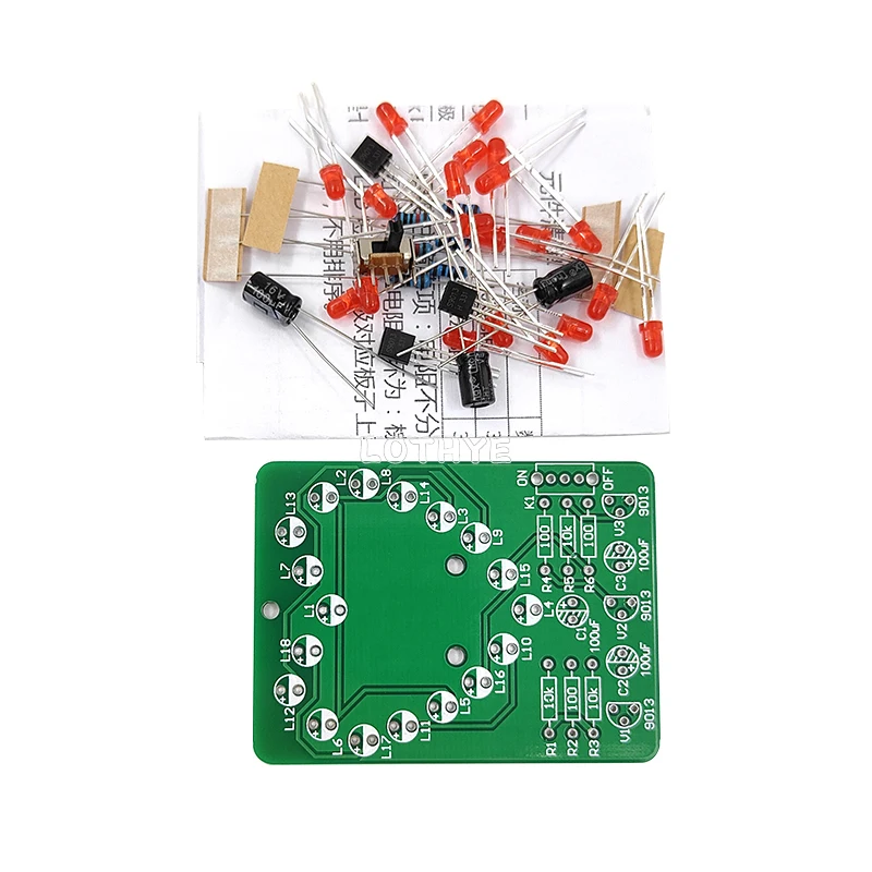LED DIY Heart Shaped Flow Water Lamp Kit Love Light DIY Electronic Kit Cardioid Flashing Light Fun Soldering Practice Kit