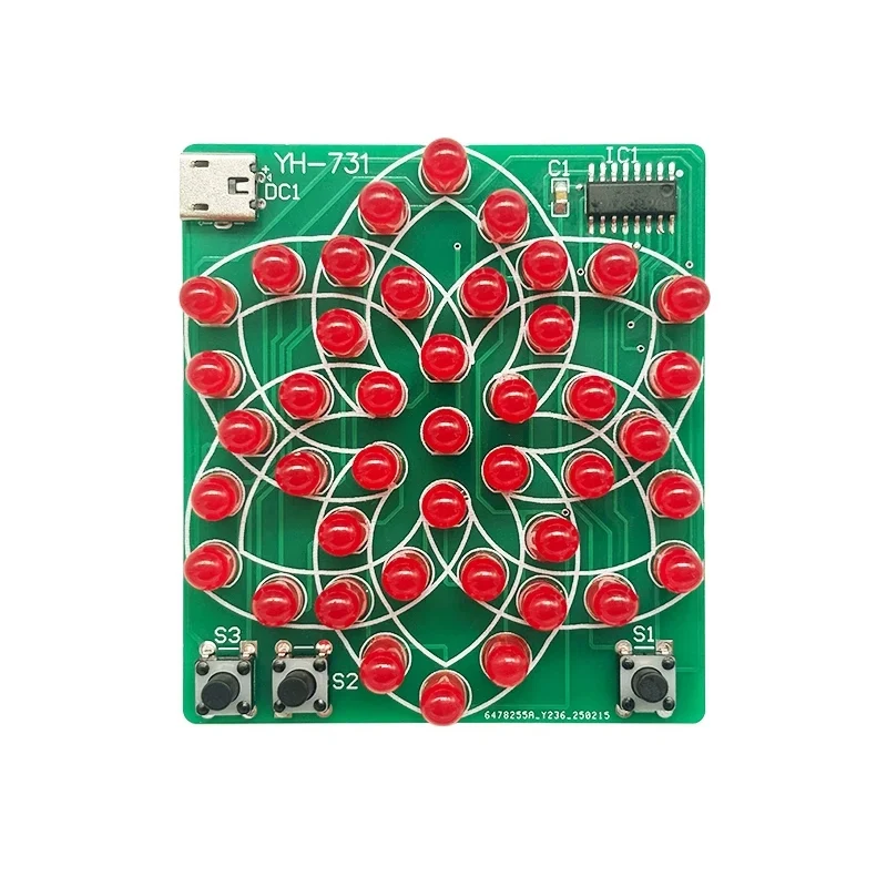 DIY Electronic Kit Multi Style Pattern Electronic Windmill Flowing Water Light 43 LED 5V Fun Soldering Component Training Suite