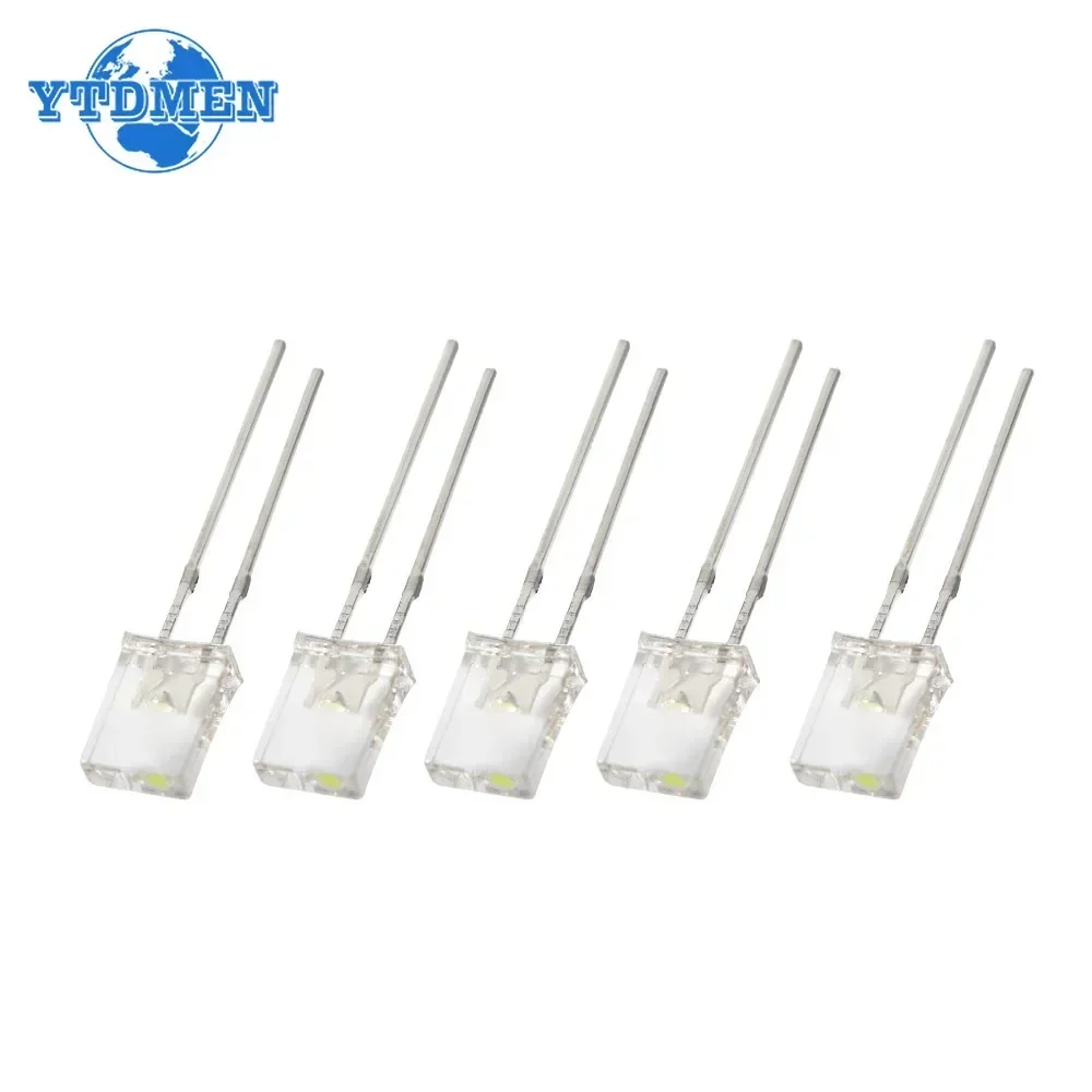 100PCS 2x5x7 LED Diodes Square Transparent Light Emitting Diode Lamp White Red Yellow Blue Green Electronic Luminescent Products
