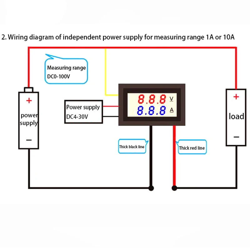Mini Digital Voltmeter Ammeter DC 0-100V1A 10A 50A 100A LED DC dual display digital current and voltmeter Digital meter