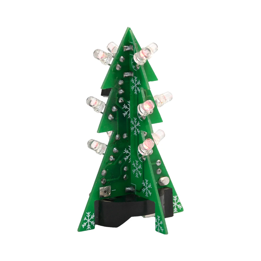 DIY Electronics Kit 3D Christmas Tree Soldering Practice Electronic Science Assembly Kit 3 Color Flashing LED PCB