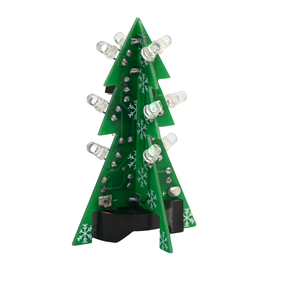 DIY Electronics Kit 3D Christmas Tree Soldering Practice Electronic Science Assembly Kit 3 Color Flashing LED PCB