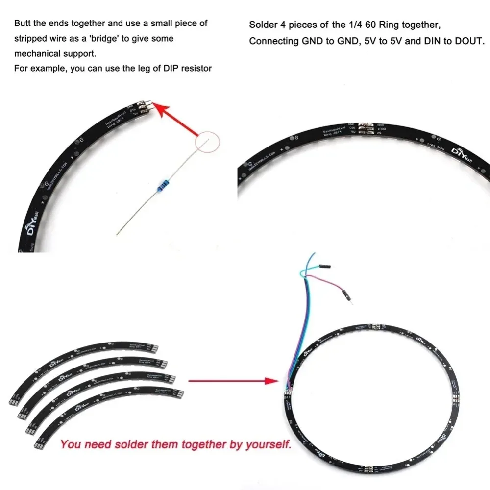 WS2812B 5050 RGB LED Ring 7/8/12/16/24/60 Bits Lamp Light with Integrated Drivers WS2812 for Arduino Raspberry Pi