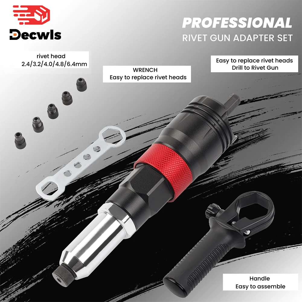 Riveting Machine Electric Rivet Gun Adapter Home 2.4-3.2-4.0-4.8-6.4mm Riveting Tools Cordless Multi-function Riveting Machine