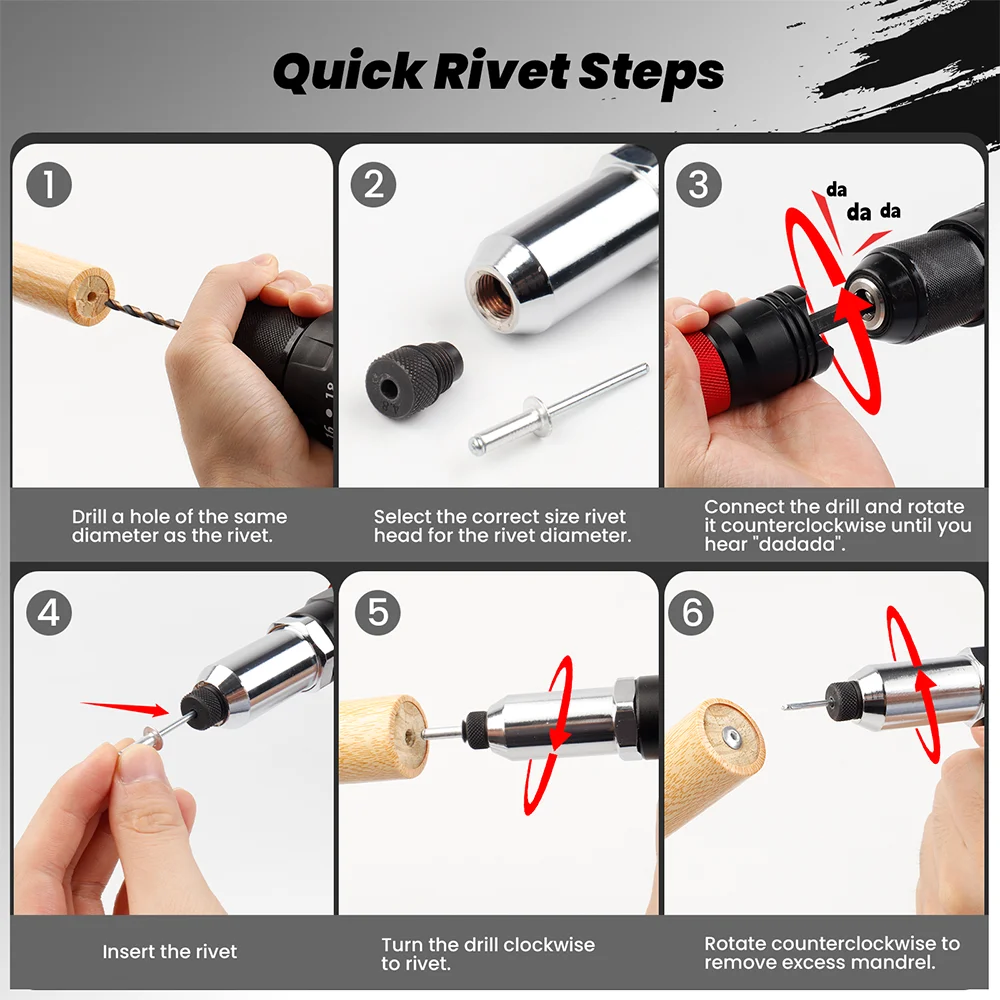 Riveting Machine Electric Rivet Gun Adapter Home 2.4-3.2-4.0-4.8-6.4mm Riveting Tools Cordless Multi-function Riveting Machine