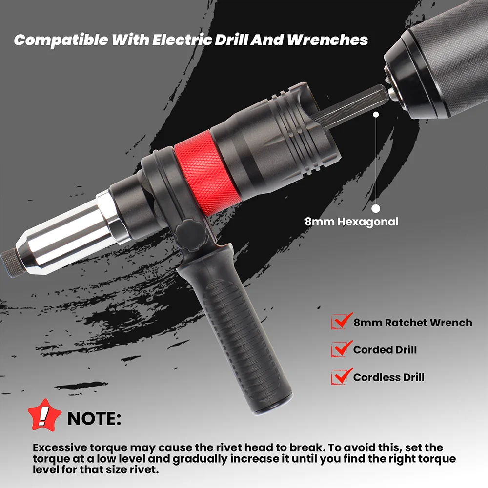 Riveting Machine Electric Rivet Gun Adapter Home 2.4-3.2-4.0-4.8-6.4mm Riveting Tools Cordless Multi-function Riveting Machine