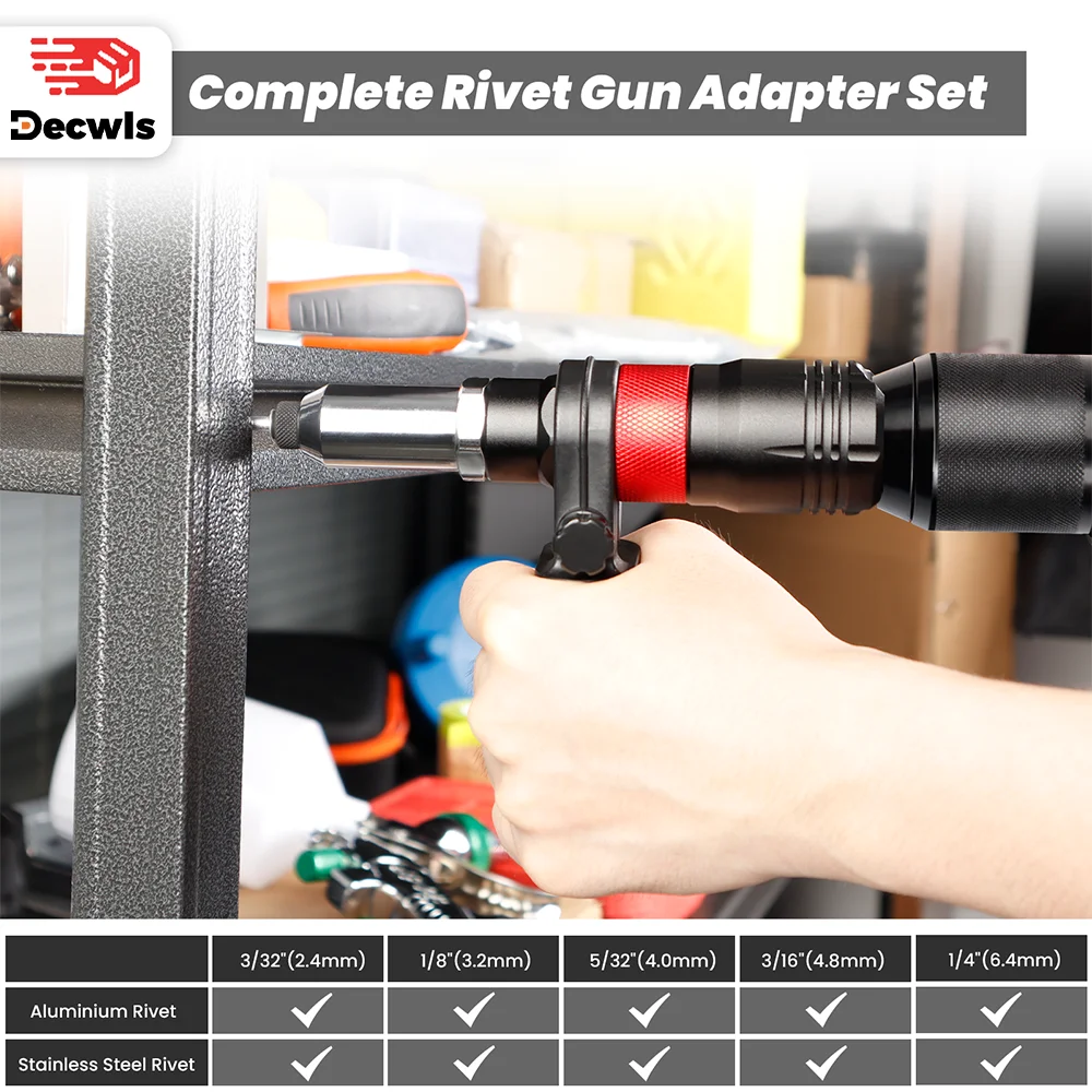 Riveting Machine Electric Rivet Gun Adapter Home 2.4-3.2-4.0-4.8-6.4mm Riveting Tools Cordless Multi-function Riveting Machine