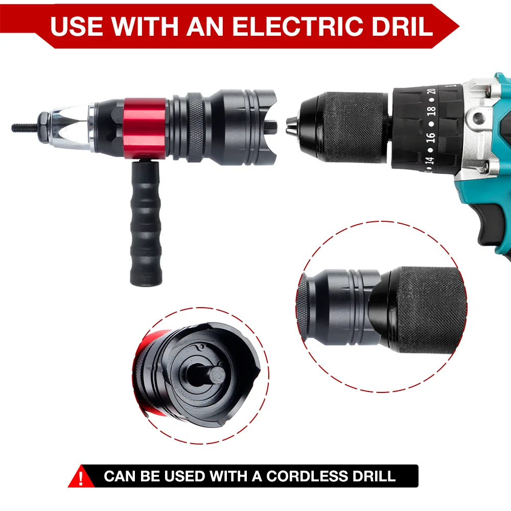 Electric Rivet Nut Gun Converter, Home DIY Nut Riveting Tools, M3 M4 M5 M6 M8 M10 Riveting Tools, Cordless Riveting Machine