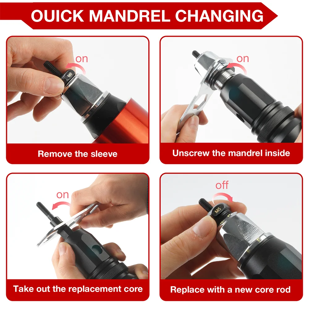 Electric Rivet Nut Gun Converter, Home DIY Nut Riveting Tools, M3 M4 M5 M6 M8 M10 Riveting Tools, Cordless Riveting Machine