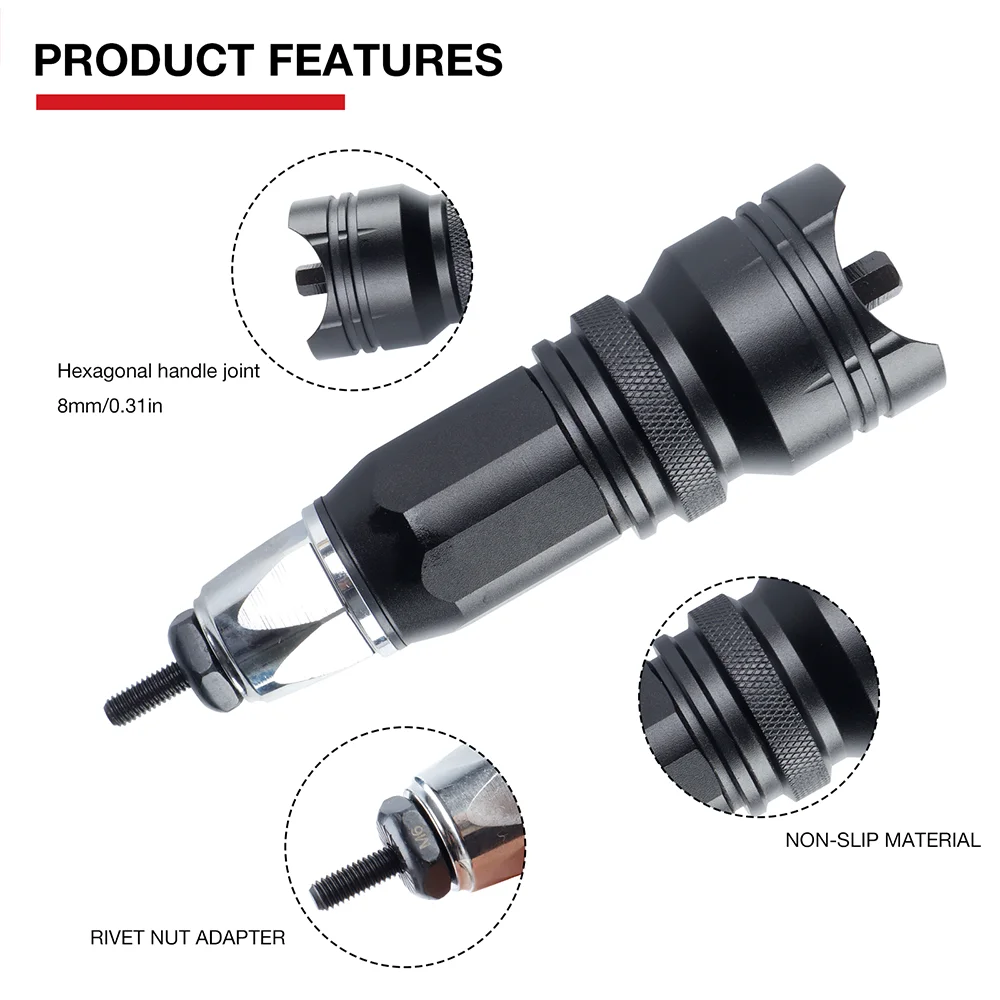 Electric Rivet Nut Gun Converter, Home DIY Nut Riveting Tools, M3 M4 M5 M6 M8 M10 Riveting Tools, Cordless Riveting Machine