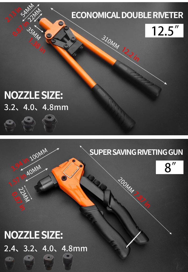Hand Rivet Gun Set Professional Rivet Nut Riveter Construction Stapler DIY Hand Tool Riveter Tools Embody 50pcs Rivet Nut