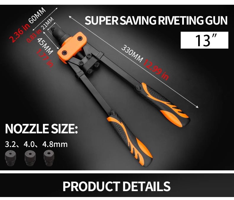 Hand Rivet Gun Set Professional Rivet Nut Riveter Construction Stapler DIY Hand Tool Riveter Tools Embody 50pcs Rivet Nut