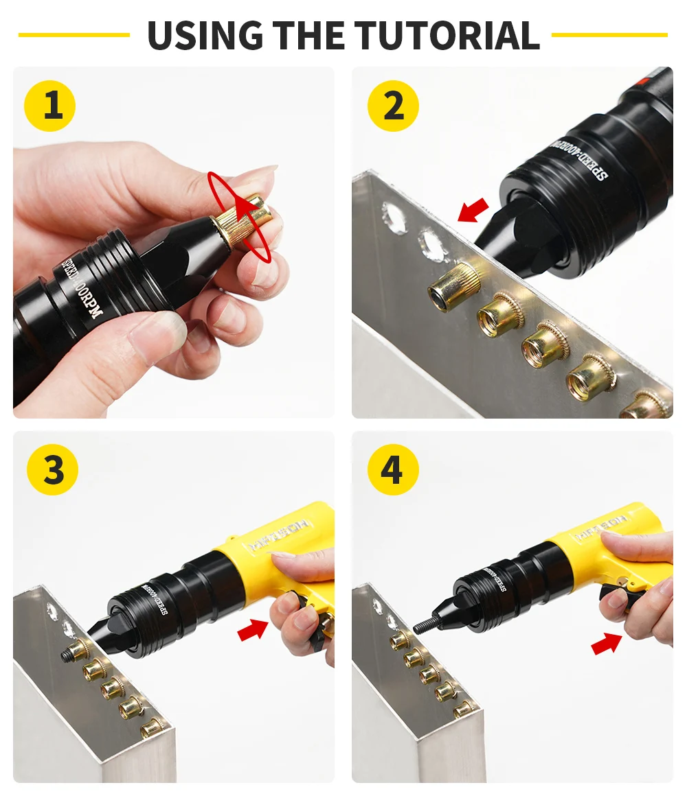 HIFESON Pneumatic Rivet Nut Gun Insert Threaded Pull Setter Riveters Riveting Nuts Rivnut Tool for M3 M4 M5 M6 M8 M10 M12