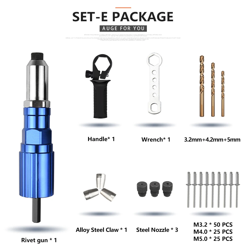Portable Electric Rivet Gun 2.4mm-4.8mm Wireless Rivet Nut Gun Drill Bit Adapter Labor-Saving Blind Rivets