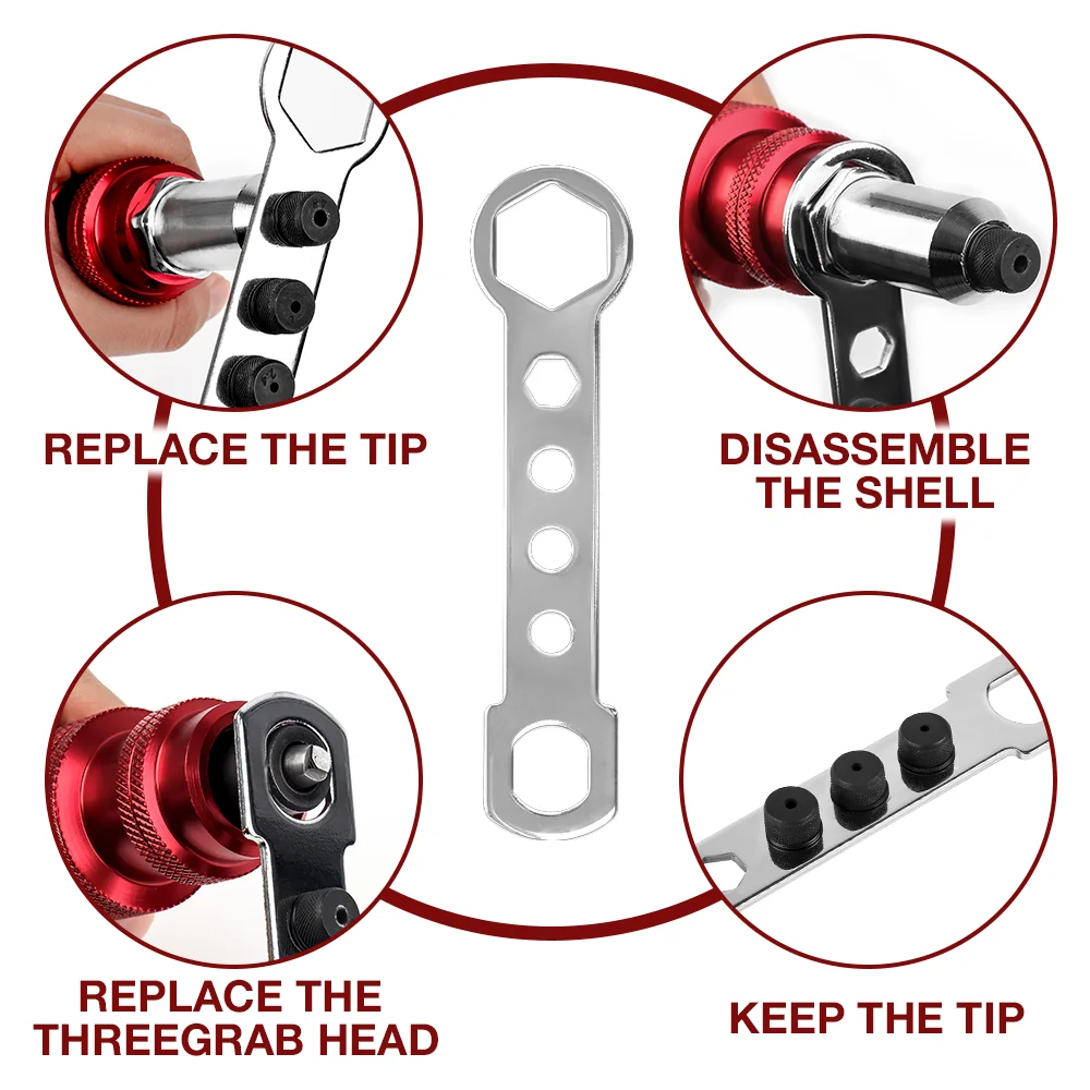 Upgraded Rivet Gun Electric Rivet Gun for 2.4mm-4.8mm Rivets Home Cordless Rivet Gun Drilling Tool with Removable Plastic Handle