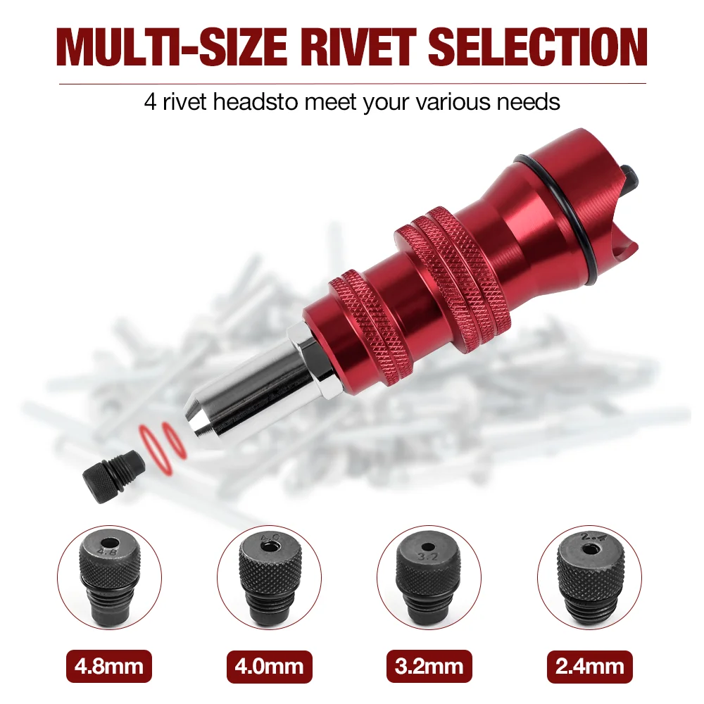 Upgraded Rivet Gun Electric Rivet Gun for 2.4mm-4.8mm Rivets Home Cordless Rivet Gun Drilling Tool with Removable Plastic Handle