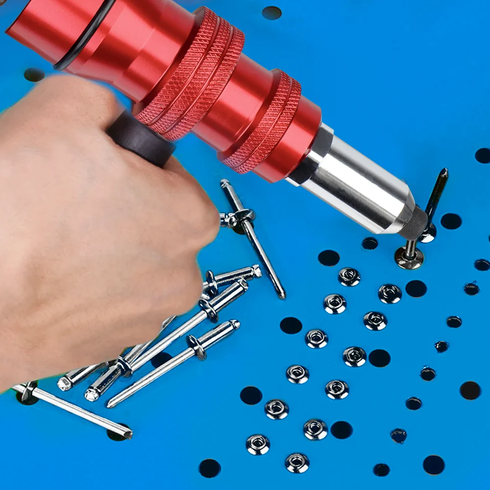 Upgraded Rivet Gun Electric Rivet Gun for 2.4mm-4.8mm Rivets Home Cordless Rivet Gun Drilling Tool with Removable Plastic Handle