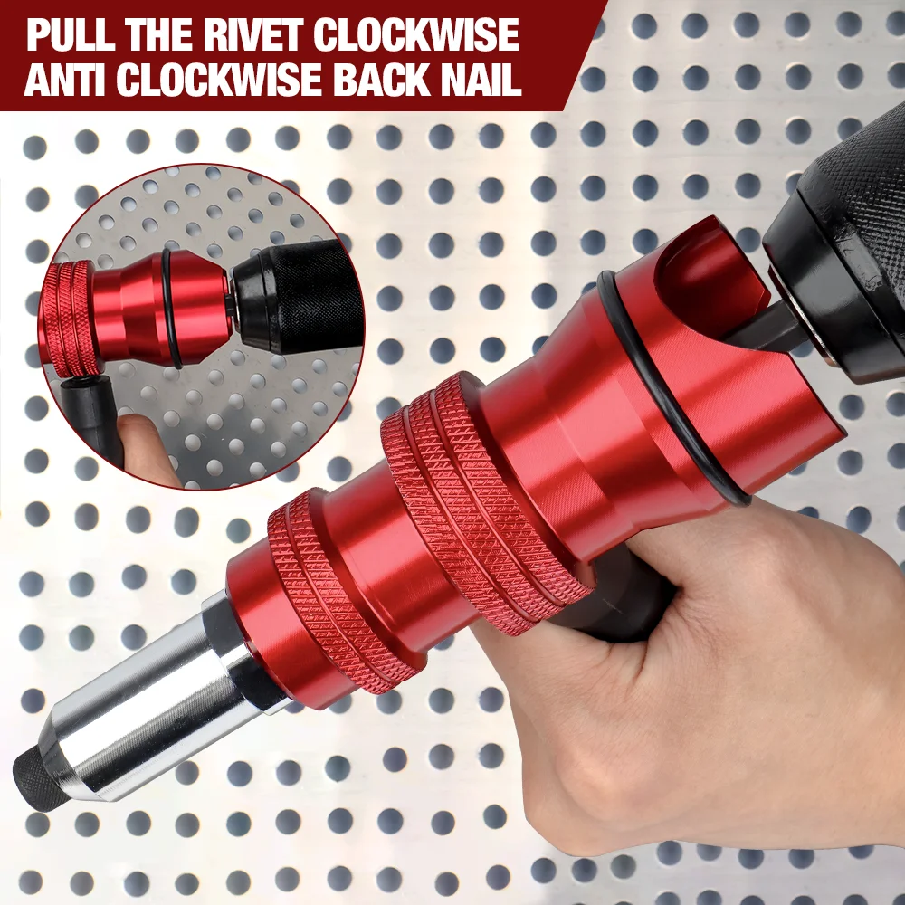 Upgraded Rivet Gun Electric Rivet Gun for 2.4mm-4.8mm Rivets Home Cordless Rivet Gun Drilling Tool with Removable Plastic Handle
