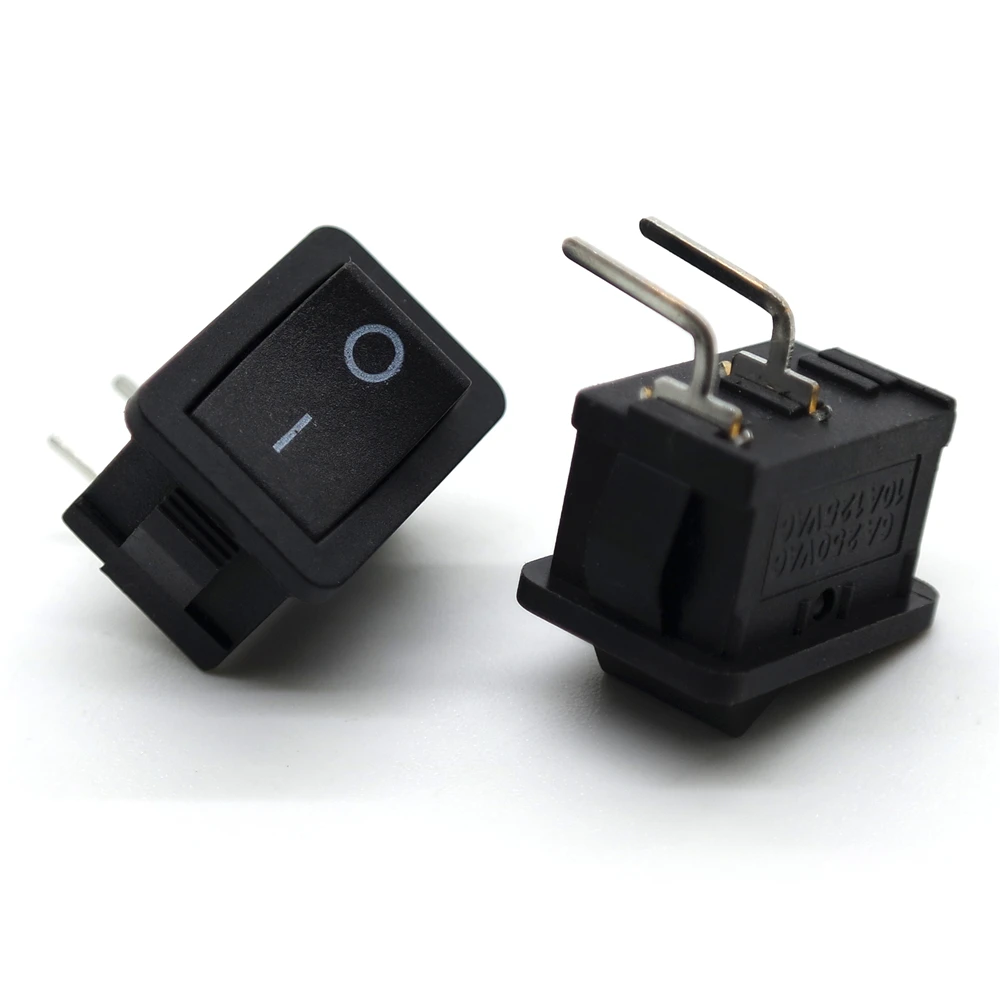 10Pcs KCD1 Series 2/3/4/6 Pin Rocker Switch Power Switches 6A/10A 250V 125V 2/3 Position Black Button Mounting 15mm*21mm With Li