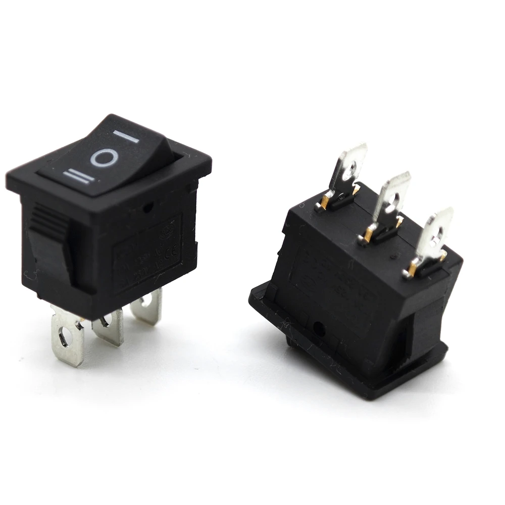 10Pcs KCD1 Series 2/3/4/6 Pin Rocker Switch Power Switches 6A/10A 250V 125V 2/3 Position Black Button Mounting 15mm*21mm With Li