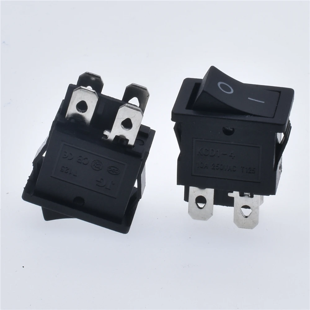 10Pcs KCD1 Series 2/3/4/6 Pin Rocker Switch Power Switches 6A/10A 250V 125V 2/3 Position Black Button Mounting 15mm*21mm With Li
