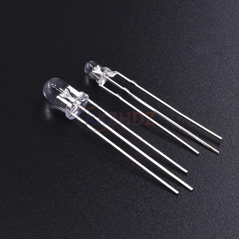 50PCS 3mm 5mm Bicolor Lamp Red Green Blue Common Anode / Cathode 3Pin Transparent Colloid Highlight LED Emitting Diode DIY KIT