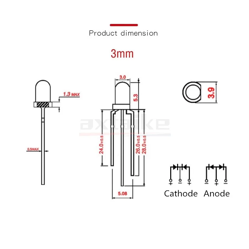 50PCS 3mm 5mm Bicolor Lamp Red Green Blue Common Anode / Cathode 3Pin Diffused Foggy Type Highlight LED Emitting Diode DIY KIT