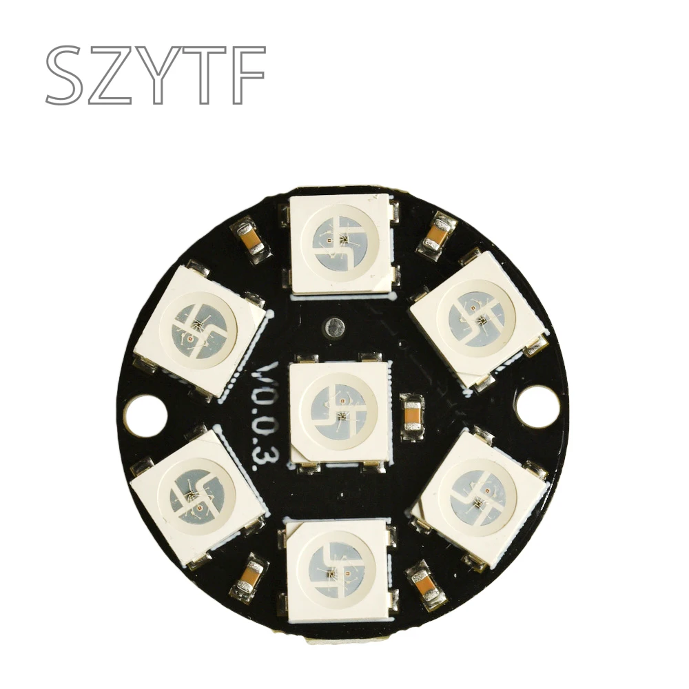 1-100PCS 7-Bit WS2812B RGB LED Ring – 5050 Full Color Pixel Circle for Arduino NeoPixel