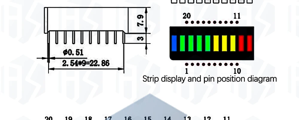 1~10PCS EGBO 10grid Digital Segment LED Light Bar Super Bright 2 Red+3 Yellow+4 Green+1 Blue Light Flat Tube B10BRYGB