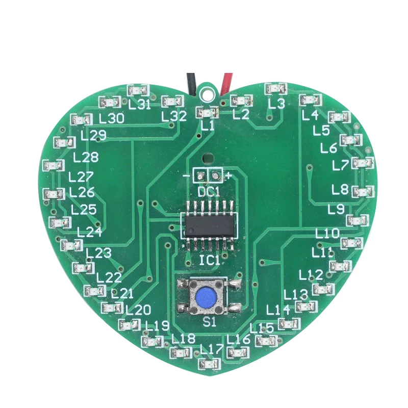 DIY Electronic Kit 32 LED Heart-shaped SMD Light-emitting Diode Microcontroller Flashing Light Kit Fun Electronic DIY Production